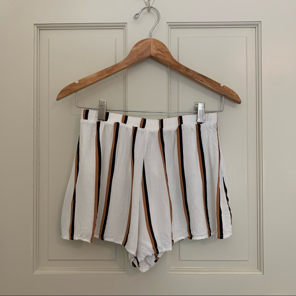 BOGO Stripped Polyester Lined Rayon Short Shorts with elastic waist